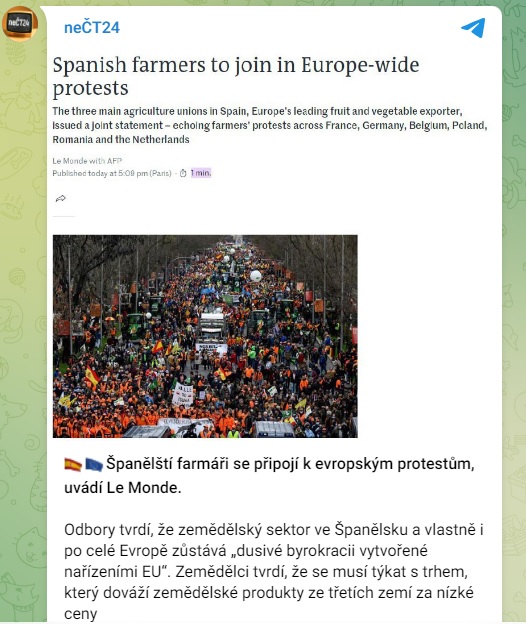 Španělští farmáři se připojí k evropským protestům