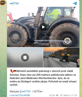Němečtí zemědělci pokračují proti vládě Scholze
