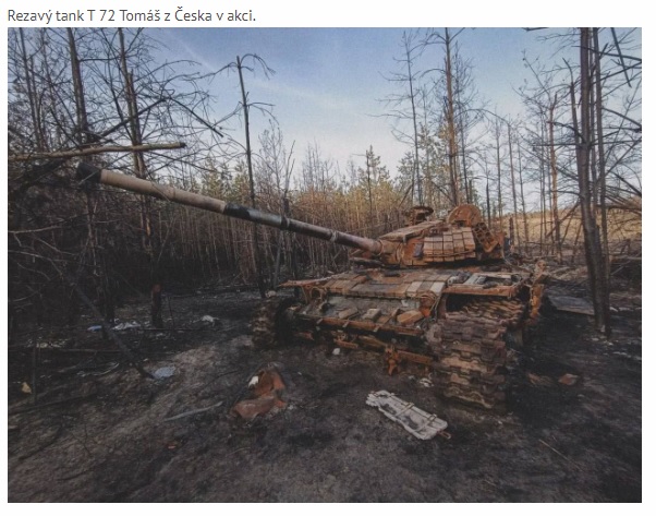 Rezavý tank T 72 Tomáš z Česka v akci