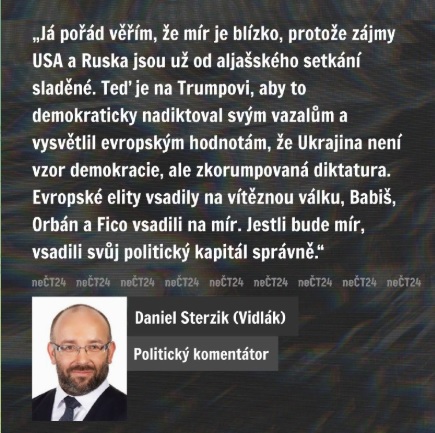 Vidlák: Věřím že mír je blízko.