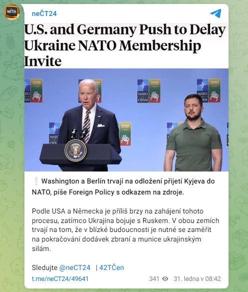 Washington a Berlín trvají na odložení přijetí Kyjeva do NATO