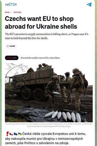 ceska vlada vyzyva EU na nakup munici v mimoevropskych zemich