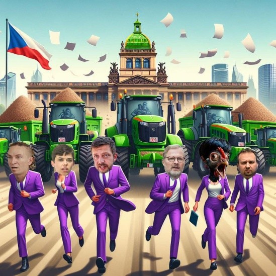 traktory dorazili pětikolka zdrhá